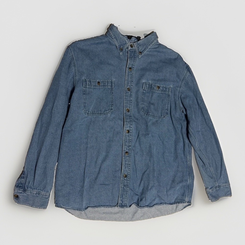 Schmidt Workwear Denim Shirt Mens XL Blue Button Down Long Sleeve